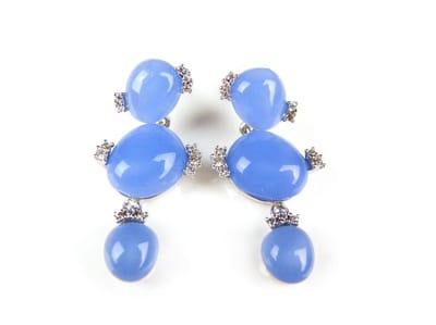 Oorringen Model 3 Bubbels zilveren oorringen oorbellen gezet met blauwe stenen