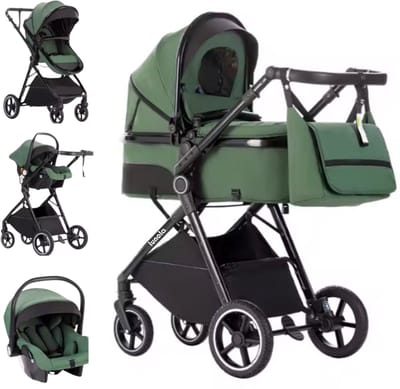 Lunola Oria - Kinderwagen 3-in-1 - Multifunctionele Buggy 3in1 - Wandelwagen - Stroller - Met Autostoel - Green