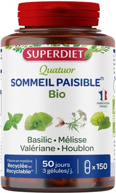 Superdiet Quatuor Mélisse Sommeil Paisible Bio 150 Capsules