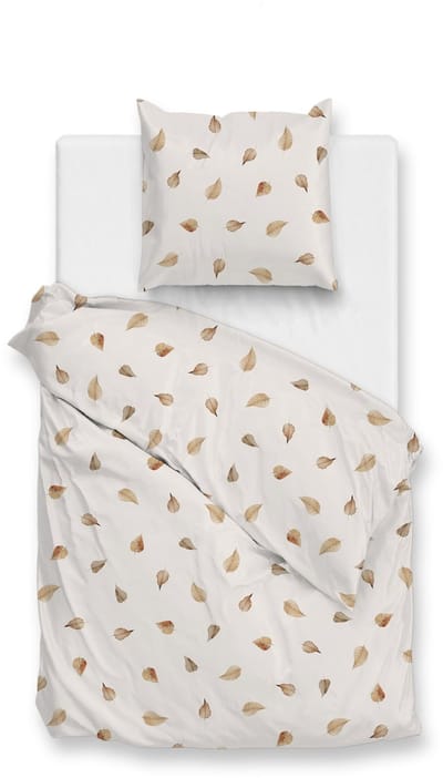 Zohome Dekbedovertrek Aurelia - Bedlinnen met Bladeren print - 140x220 - Off-White - Dekbedhoes van 100% Katoen-Satijn