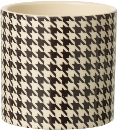 J-Line bloempot Pied-De-Poule - keramiek - wit/zwart - small