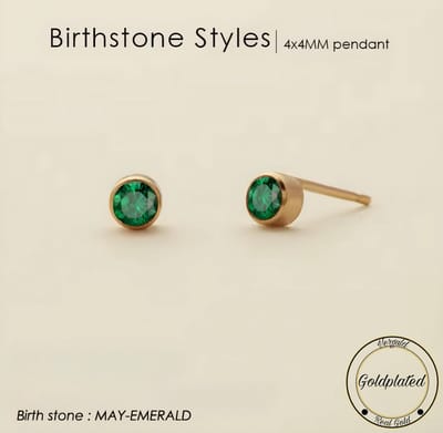 Borasi Birthstone Oorbellen Mei | Goldplated | DonkerGroen | Dames Sieraden |