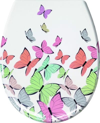 Multicolor WC-bril met Vlinders, 37x45 cm van Thermohardende Kunststof