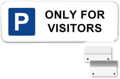 Parkeerbord Only for visitors - Weerbestendig Aluminium - 40x15 cm - Bevestiging: Met muur-/ wandmontage beugels