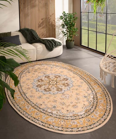 Vintage buitenkleed ovaal - Valenca Nova geel 80x150