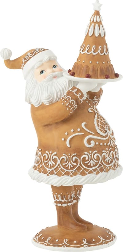 J-Line decoratie Peperkoek Kerstman Cake - polyresin - bruin
