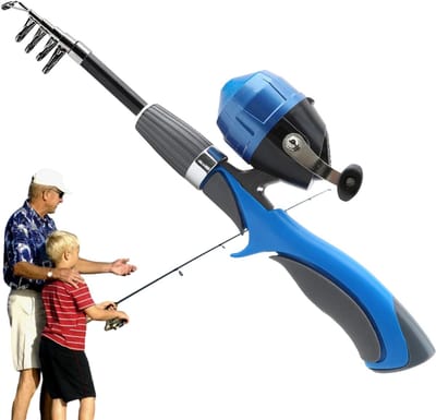 Telescopische hengel - Kinderhengel starterset - Vissen vanaf de oever - Robuuste stalen constructie - 160 cm lengte - Blauw