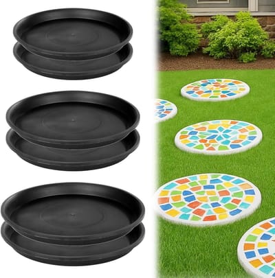 Opstapvormpjes Set - Ronde mallen - Tuinpad Aanleggen - Flexibele Maten - 6 Stuks - Zwart