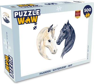 Puzzel Paarden - Waterverf - Wit - Meisjes - Kinderen - Meiden - Legpuzzel - Puzzel 500 stukjes