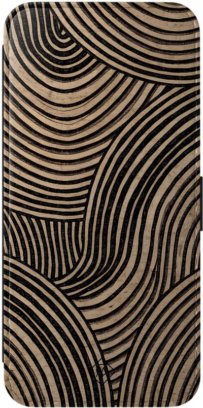 Casimoda® bookcase - Geschikt voor Samsung Galaxy S25 FE - Hoesje met pasjeshouder - Ebony Waves - Bruin/beige - Kunstleer