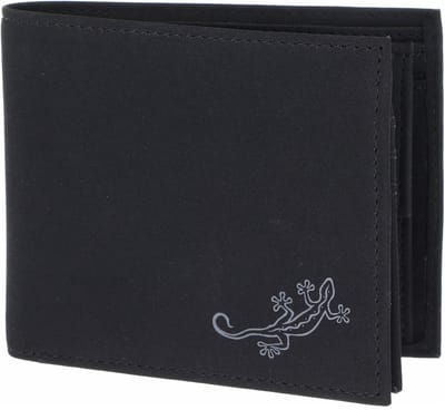 oxmox portemonnee New Cryptan RFID Protect Querscheinbörse Lizard 2.0 Print Grey Black zwart