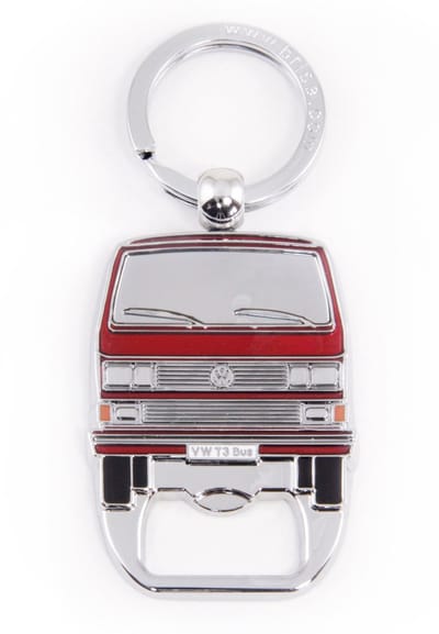 BRISA VW Collection - Volkswagen sleutelhanger accessoire sleutelhanger met bierflesopener in T3 Bulli Bus design (wit)