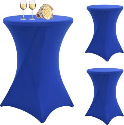 Blauwe cocktailtafelhoezen - 3 verpakkingen - elastaan, hoge stretch, perfecte pasvorm voor ronde tafels
