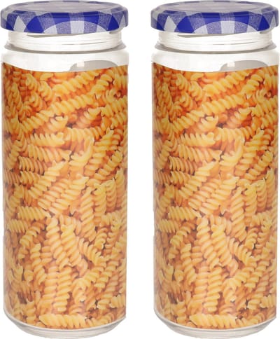 Plasticforte Weckpot/inmaakpot Classic - 2x - 650ml - kunststof - metalen draaideksel - blauw - D7 x H18 cm