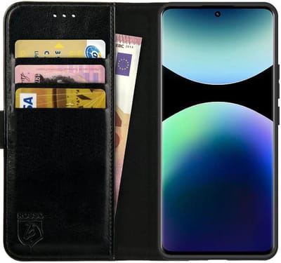 Rosso Element Geschikt voor Xiaomi Redmi Note 14 Pro Plus | Wallet Book Case | Portemonnee Hoesje | 3 Pasjes | Magneetsluiting | Stand Functie | Zwart