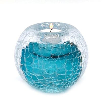 Urn van Glas As-in-glas Mini Glasobject Keepsake Gedenkobject Tealight Waxinelicht waxinelichthouder Urn Glazen Kunst As Krakele Tiffany Blue A13TKTB