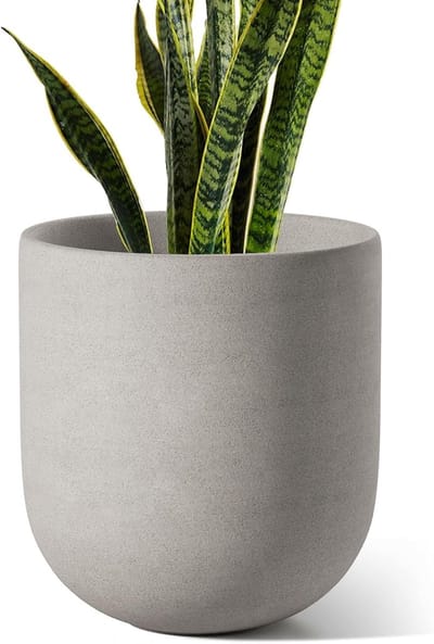 25 cm Keramische Plantenpot met Afvoerplug en Gaasscherm - Binnen en Buiten Decoratie voor Huis, Tuin, en Kantoor - Ronde Grijze Bloempot