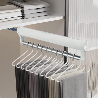 Verstelbare Kledingrek van Aluminium, Uitschuifbaar en Robuust, Ideaal voor Kasten en Opslagruimtes, Telescopische Stang voor Extra Opbergruimte (Wit, 542 mm)