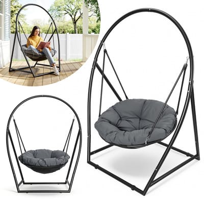 Egg Hangstoel - met Frame - Hangschommel - Voor Binnen & Buiten - met Standaard - Egg Chair - tot 150 kg - Incl. Kussen
