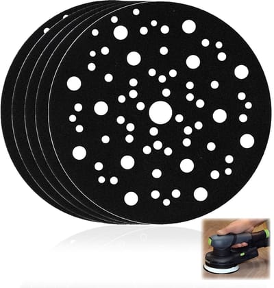 Pack of 5 - Beschermende Pads voor Schuurdisc - Adhesieve Schijf voor Schuren - Diameter 150 mm - 70 Gaten voor Pneumatische en Elektrische Schuurmachines