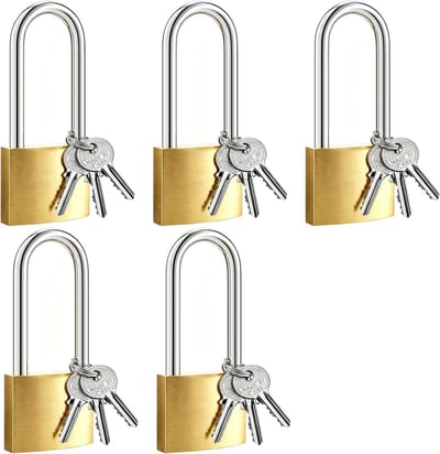 Klein hangslot met sleutels, 5 stuks, ideaal voor koffers, bagage, kluisjes en gereedschapskisten (32 mm)