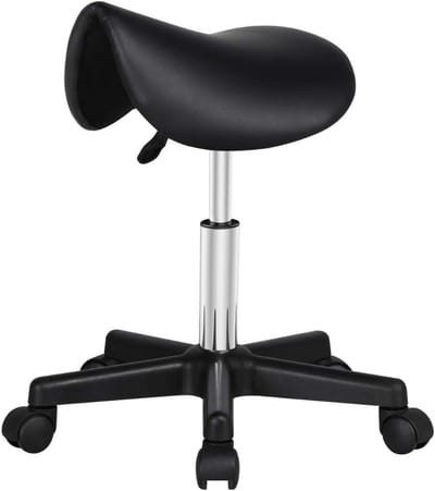 TopChoice® Zadelkruk - Kapperskruk op Wielen - Tabouret - 50x50x60cm - Zwart
