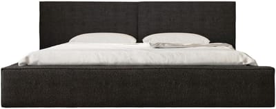Bed 06 - Gestoffeerd tweepersoonsbed met bouclé overtrek - 140x200 cm - Elegant en comfortabel - Zwart (Anthology 19)