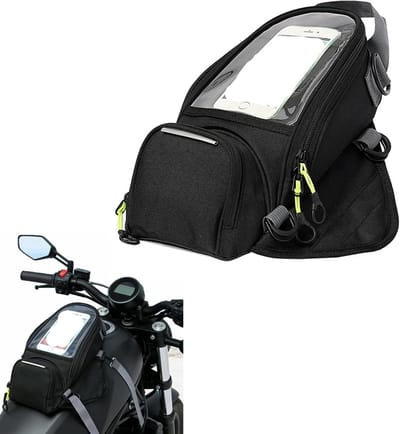 Motorfiets Tanktas - Opbergzak Motor - Navigatie Tijdens Rit - Waterdicht Oxford Stof - Normale Maat - Zwart