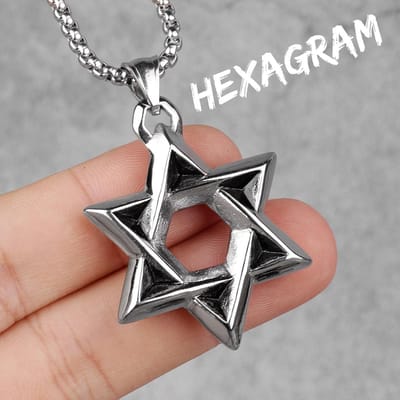 Jodendom Hexagram Long Men Kettingen Hangers Ketting Punk voor Vriend Mannelijk Roestvrij Staal Sieraden Creativiteit Cadeau Groothandel Without Chain white