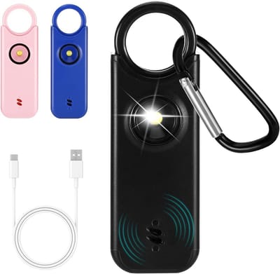 Persoonlijk alarm, 135 dB, extra luid, voor zelfverdediging vrouwen, lichte zaklamp & batterijwaarschuwing, draagbaar apparaat voor vrouwen, kinderen en senioren (zwart)