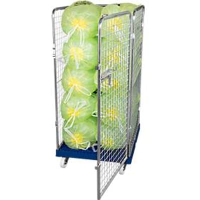 Gaascontainer 4-zijdig, 1350 bruikbare hoogte op kunststof rolcontainer, gentiaanblauw RAL5010