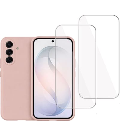 Technow hoesje + 2x Screenprotector geschikt voor Samsung Galaxy S26 – Tempered Glass - Liquid Back Case - Cover - Roze