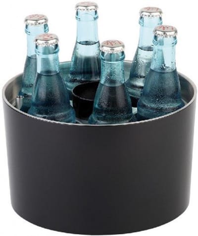 Flessenkoeler, met opener en bakje, zwart, Ø23cm