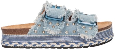 La Strada Platform Slipper Blauw Textiel - Damesschoenen - Maat - 37