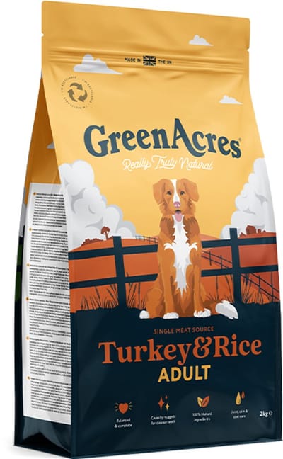 GreenAcres Hondenbrokken Adult Kalkoen & Rijst 12 Kg