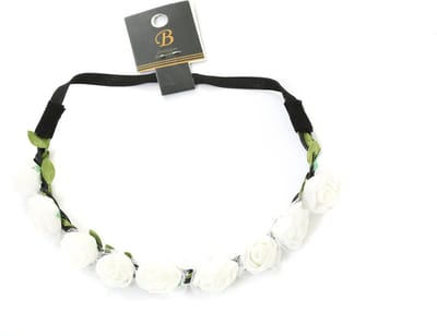 Haarbandje Bloemen - Hippie Hoofdband - Witte Roosjes - Elastiek