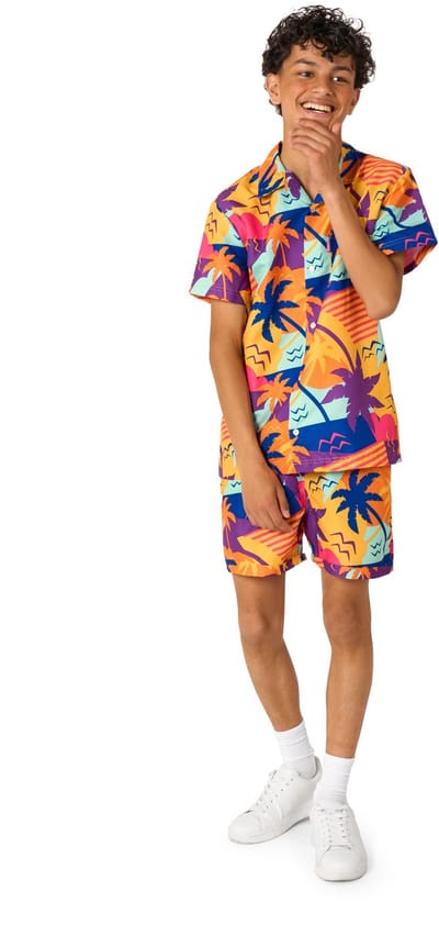 OppoSuits Tiener Palm Power - Jongens Zomer Set - Bevat Shirt En Shorts - Meerkleurig - Maat: EU 134/140 - 10 Jaar
