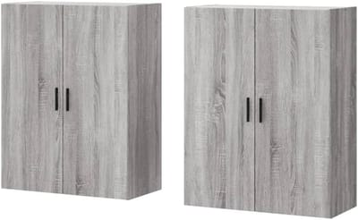 Wandkast met deuren - Opbergkast - Woonkamer inrichten - Wandmontage - 695 x 90 cm - Grijs