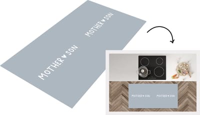 Keukenloper - Loper keuken - Spreuken - Mama - Zoon - Mother - Son - Liefde - Quotes - Grijs - 120x60 cm - Keukenloper vinyl