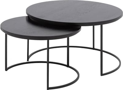 Goossens Iras Salontafel - Hout - 75 x 45 x 75 cm - Rond - zwart