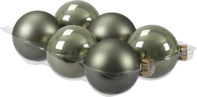 6x stuks kerstversiering kerstballen graniet groen van glas - 8 cm - mat/glans - Kerstboomversiering