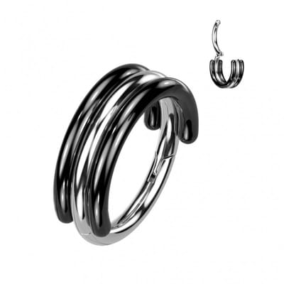 Piercing titanium ring met zwart 1.2x8 - zilver - LMPiercings