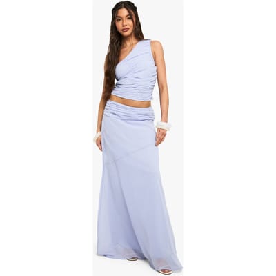 boohoo Dames Chiffon Puddle Hem Maxi Rok | Blauw | Maat: 34