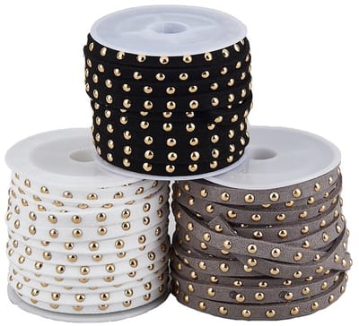 Dailygoods- Faux Suede Koord 5mm - 3 Rollen - Gouden Klinknagels - Sieraden Maken - Macrame - Duurzaam Kunstleer - Sieradenkoord