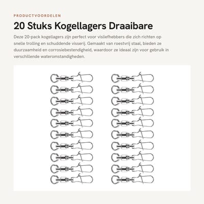 Dailygoods - 20 Stuks Kogellagers Draaibare Snelkoppeling voor Vissen