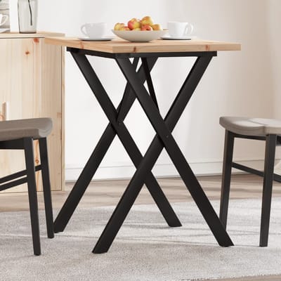 vidaXL - Eettafel - X-frame - 80x50x75,5 - cm - massief - grenenhout - en - staal