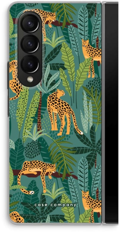 Case Company® - Hoesje geschikt voor Samsung Galaxy Z Fold4 hoesje - Luipaard 2 - Soft Cover Telefoonhoesje - Bescherming aan alle Kanten en Schermrand