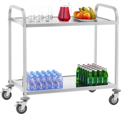 Serveerwagen RVS - 2 legborden - tot 160 kg - 2 remmen - Royal Catering