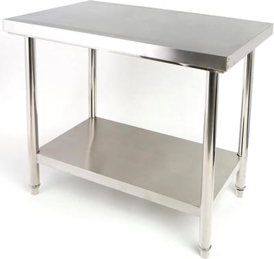 Werktafel RVS - Keukentafel Horeca - Voedselbereiding - Met Onderste Plank - 150 x 60 cm - Zilver