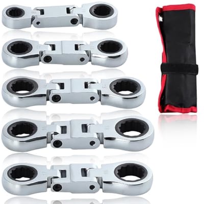 Set van 5 Dubbele Doos Ratchet Sleutels met Flexibel Hoofd